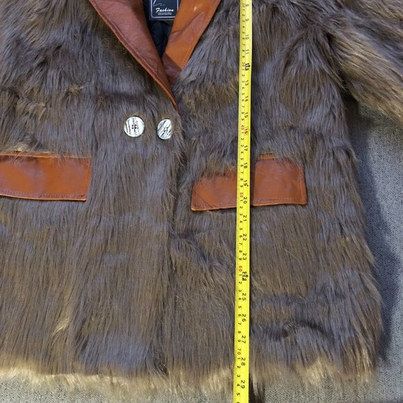 Vintage 90s old stock NWT faux fur and leather teddy hairy shaggy jacket blazer - Picture 11 of 14